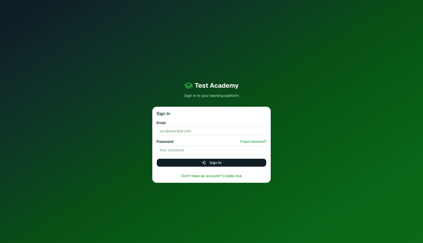 Grün-gebrandete Mieter-Login-Seite