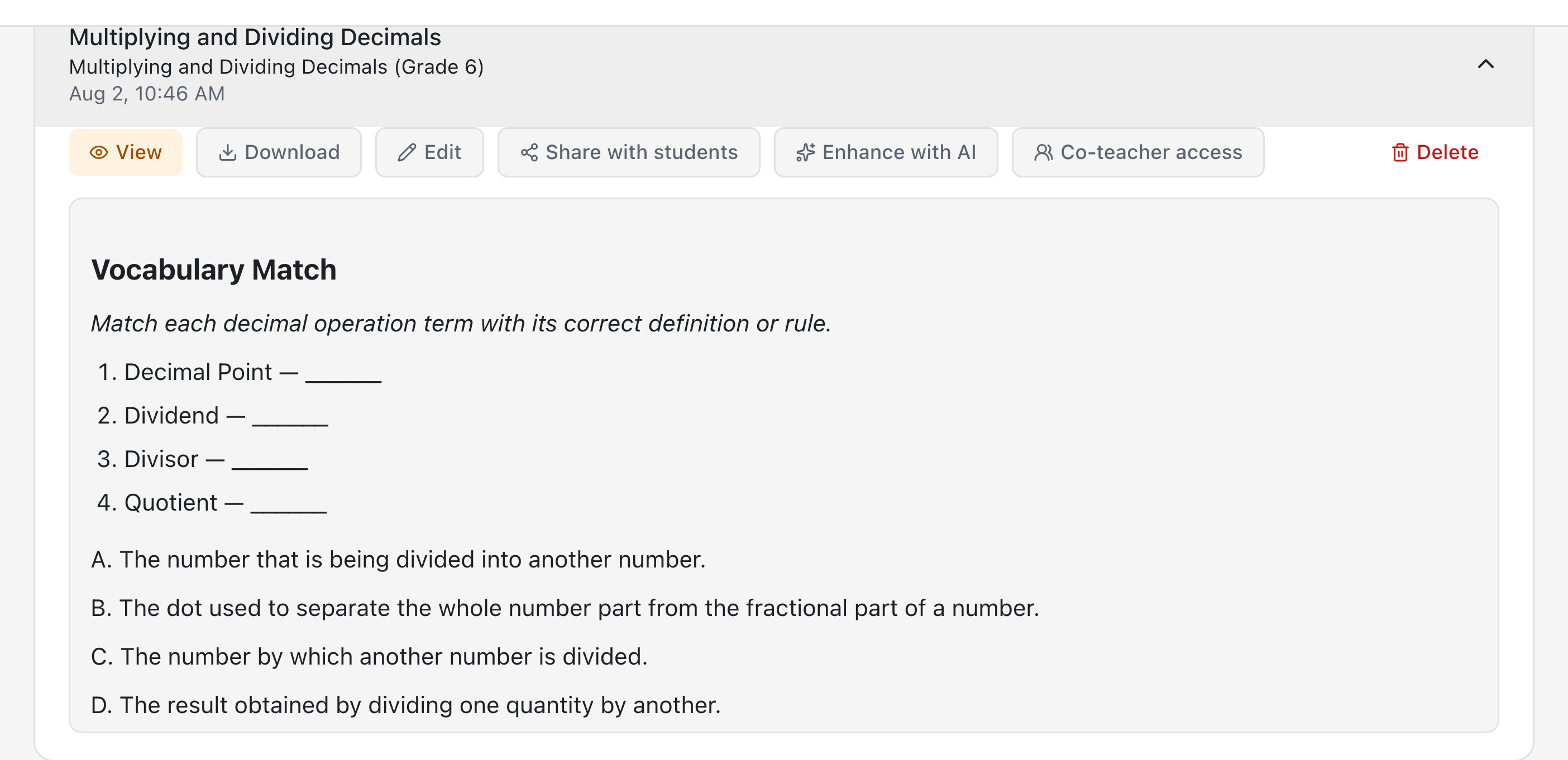 AI Worksheet Generator